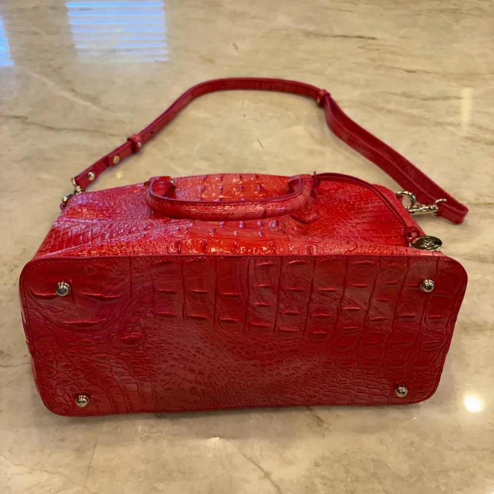 Brahmin Carnation Red Melbourne Duxbury Satchel with Crossbody‎ Strap